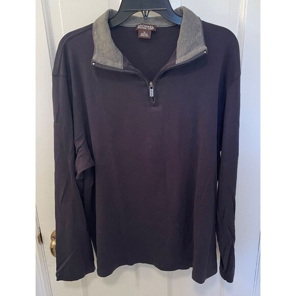 NEW Michael Kors 1/4 Zip Pullover Men's XL Navy Blue Cotton - Picture 5 of 7